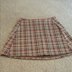 Altar'd State Plaid Mini Skirt - Red and Tan